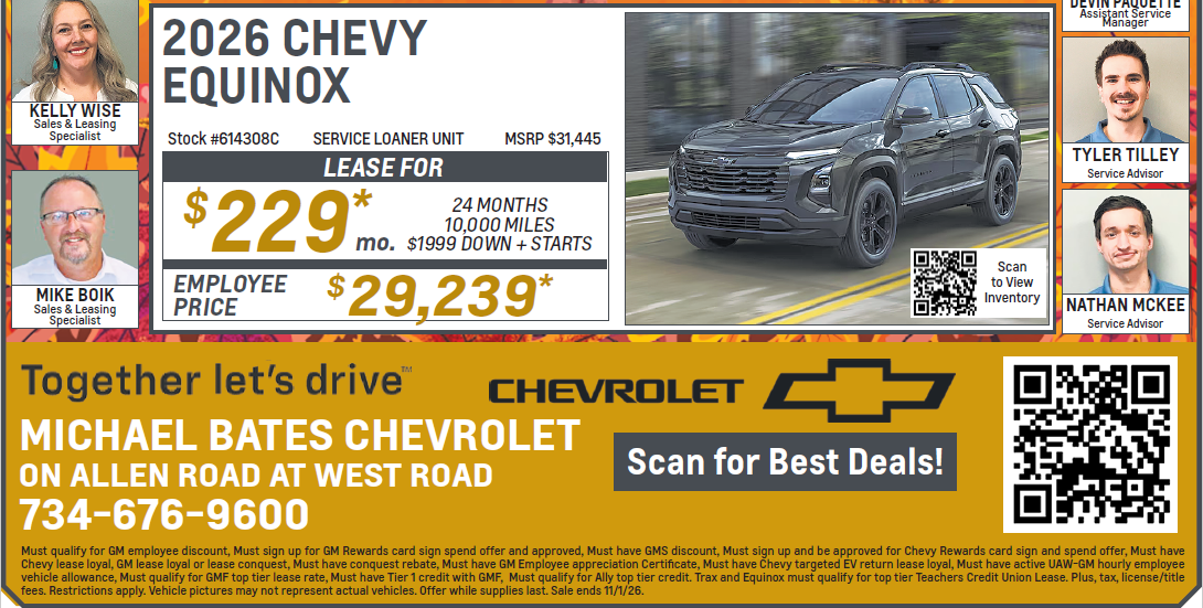 2026 Equinox Offer | Michael Bates Chevrolet in Woodhaven MI