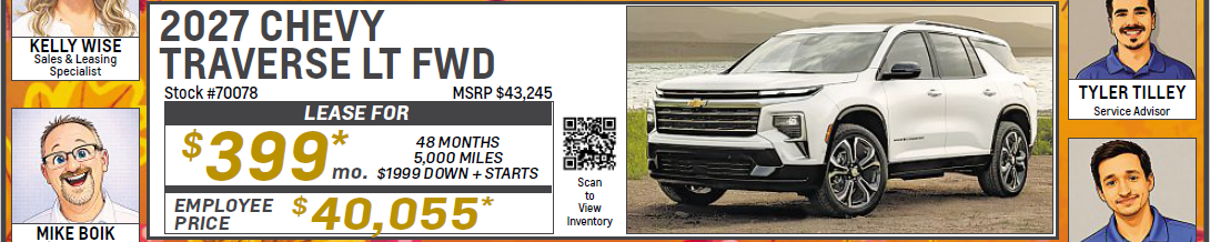 2026 Trax Offer | Michael Bates Chevrolet in Woodhaven MI