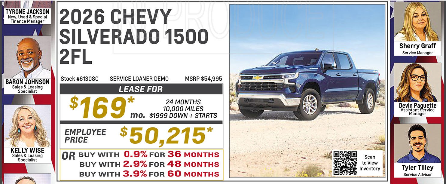2026 Silverado 1500 2FL Offer | Michael Bates Chevrolet in Woodhaven MI